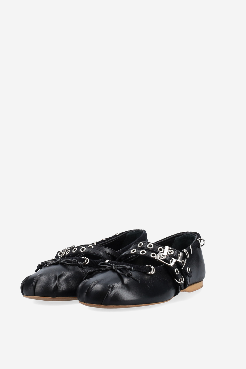 Vita piercing double strap leather ballerinas