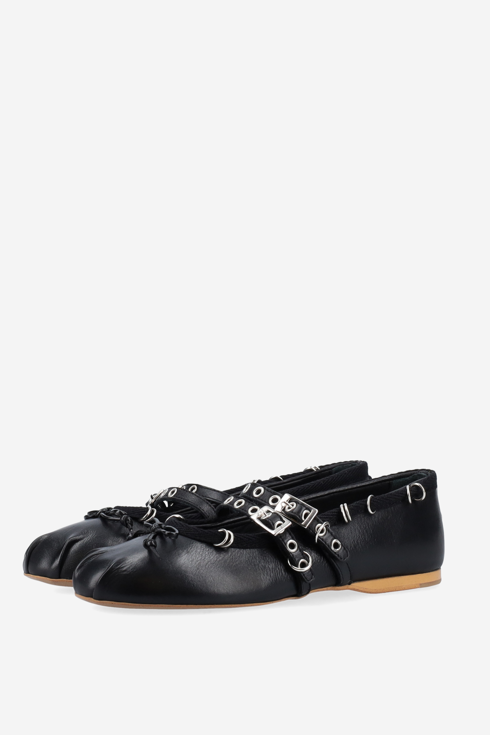 Vita piercing double strap leather ballerinas