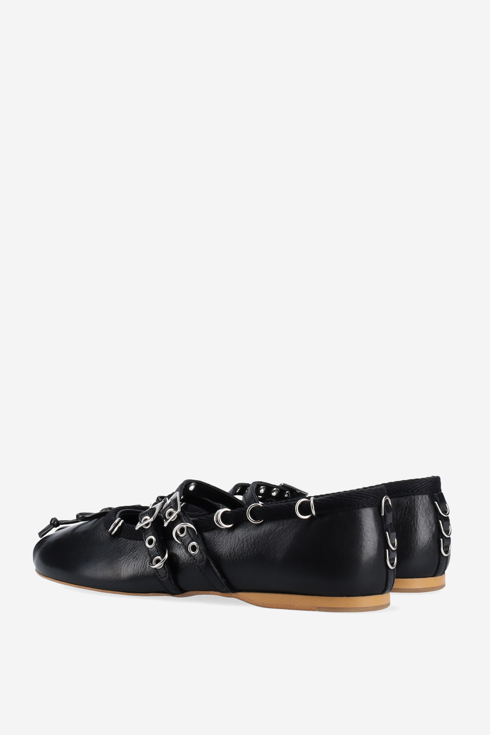 Vita piercing double strap leather ballerinas