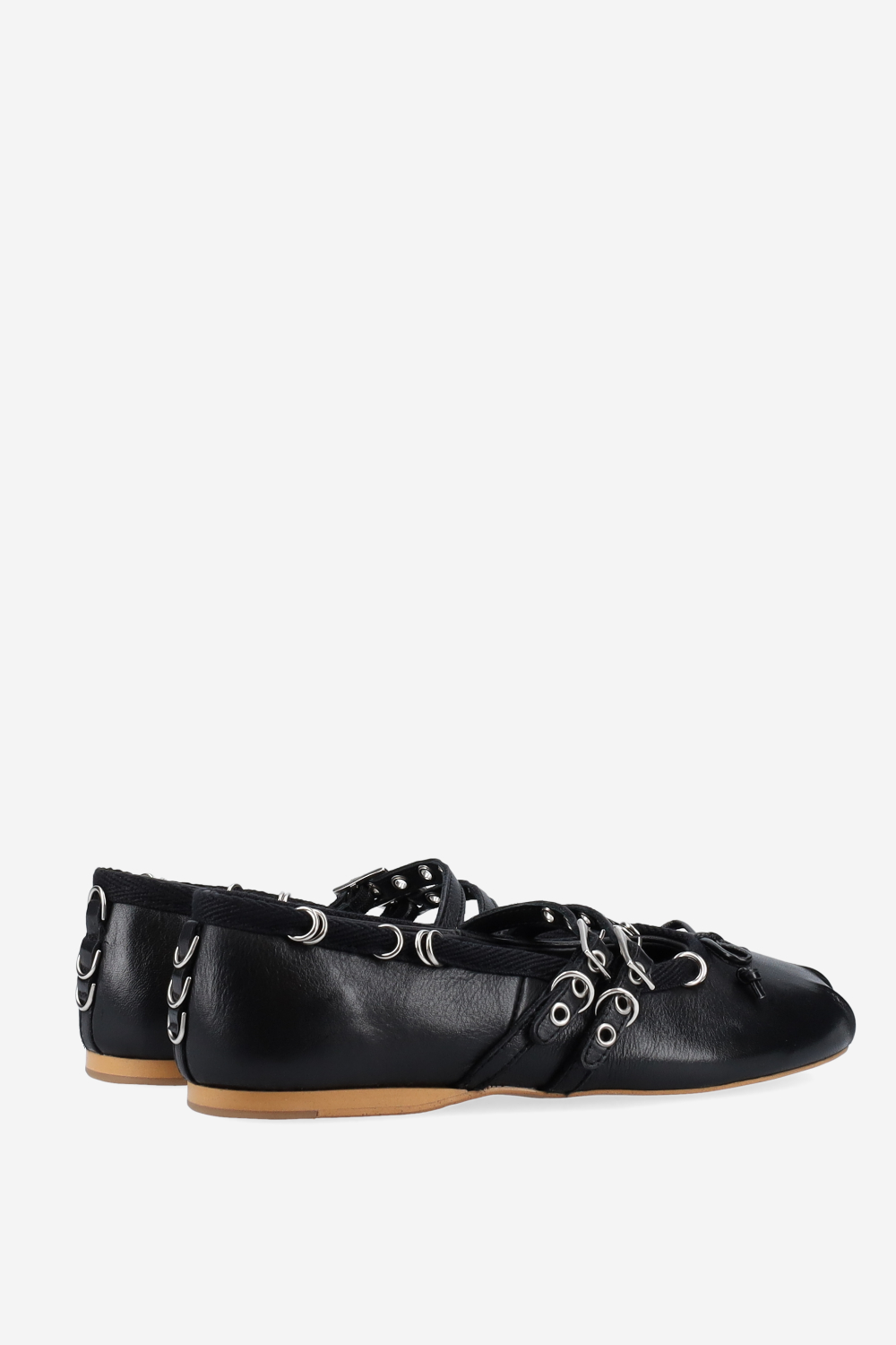 Vita piercing double strap leather ballerinas