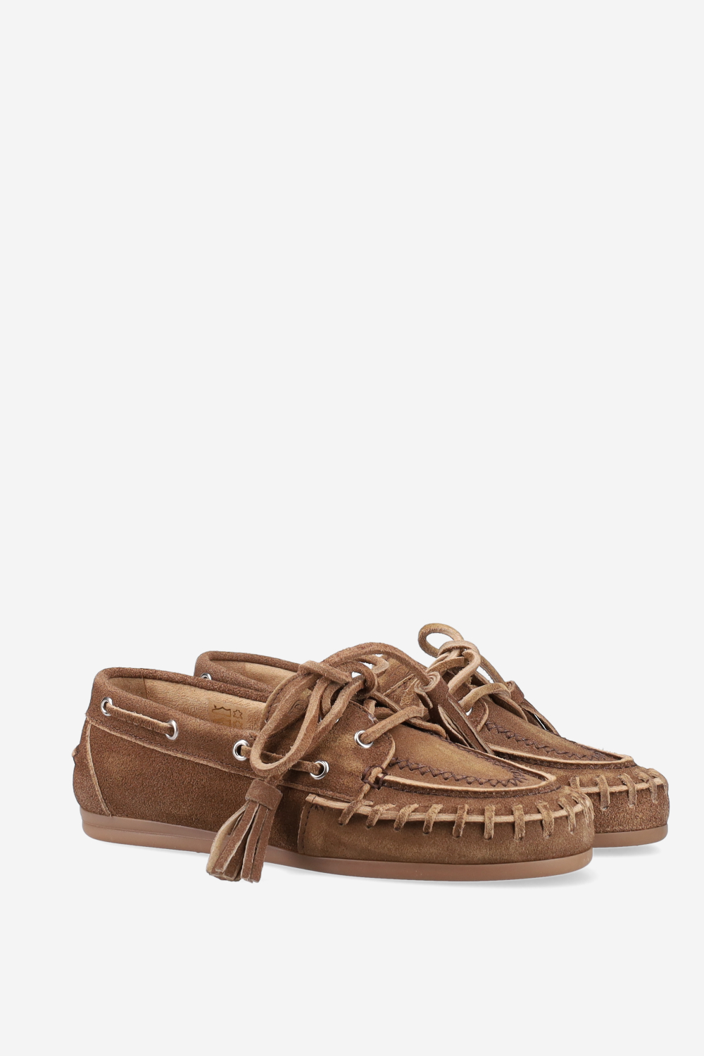 Boat fringe blushed suede loafers