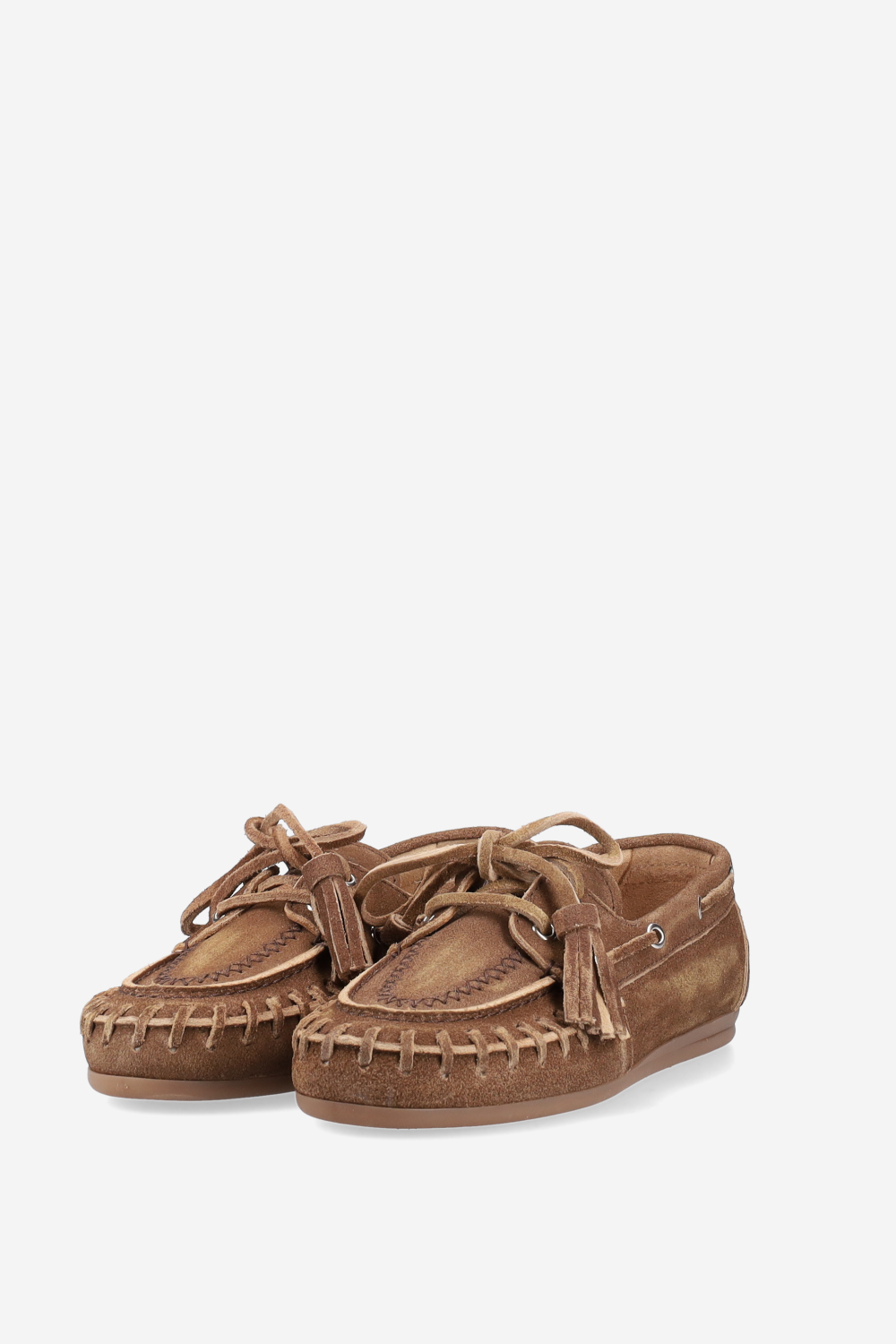 Boat fringe blushed suede loafers