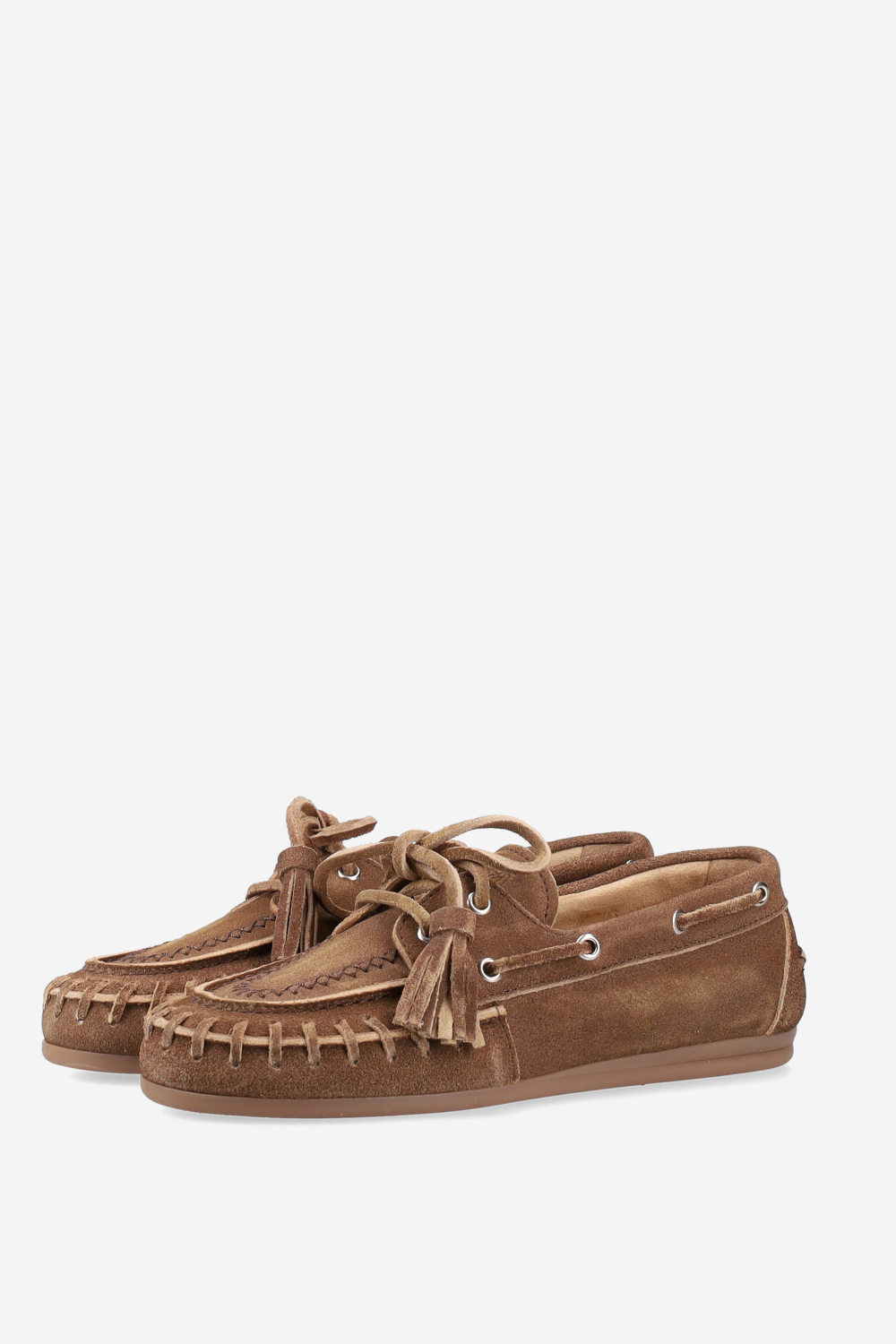 Boat fringe blushed suede loafers