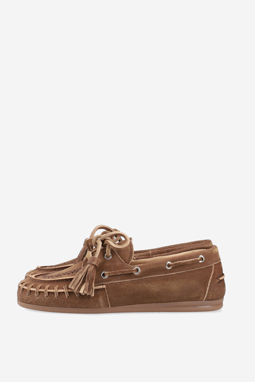Boat fringe blushed suede loafers