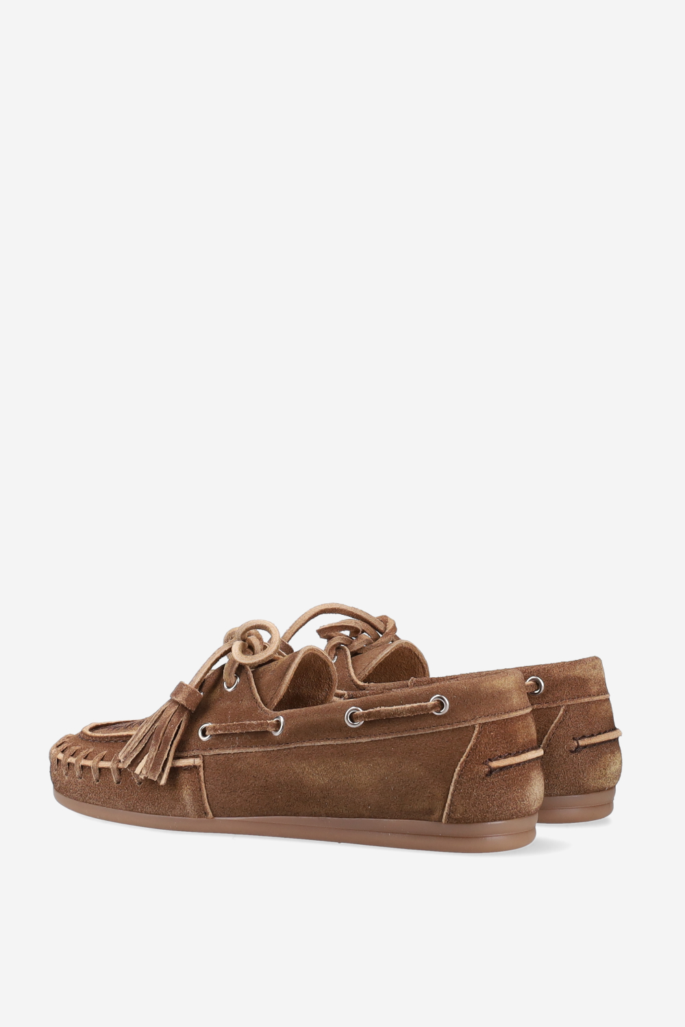 Boat fringe blushed suede loafers
