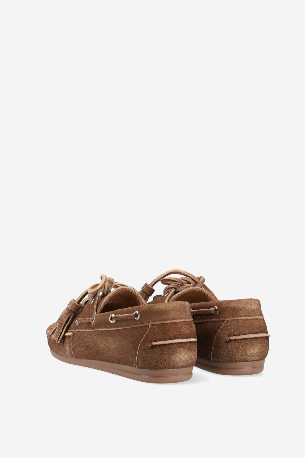 Boat fringe blushed suede loafers
