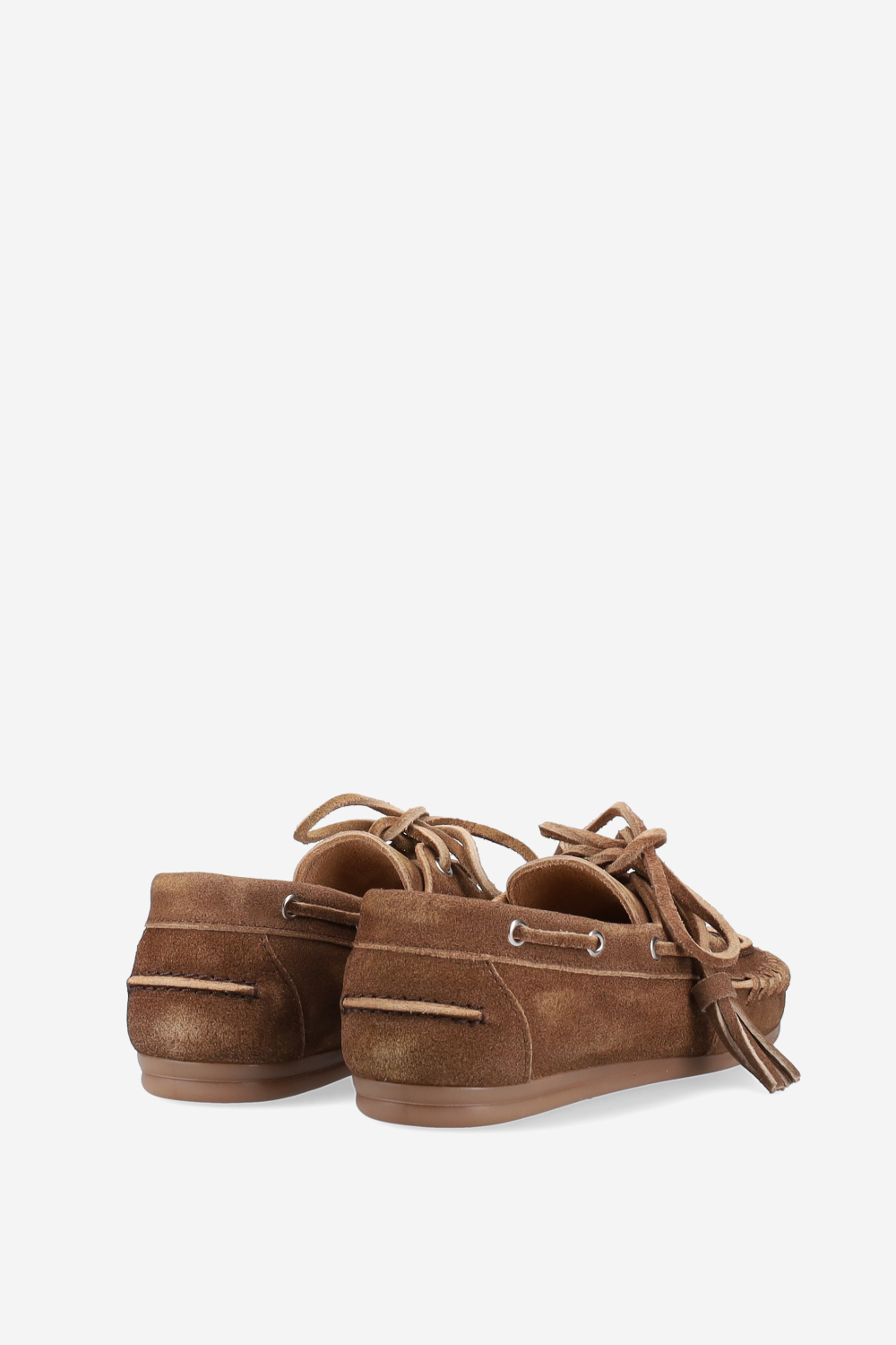 Boat fringe blushed suede loafers