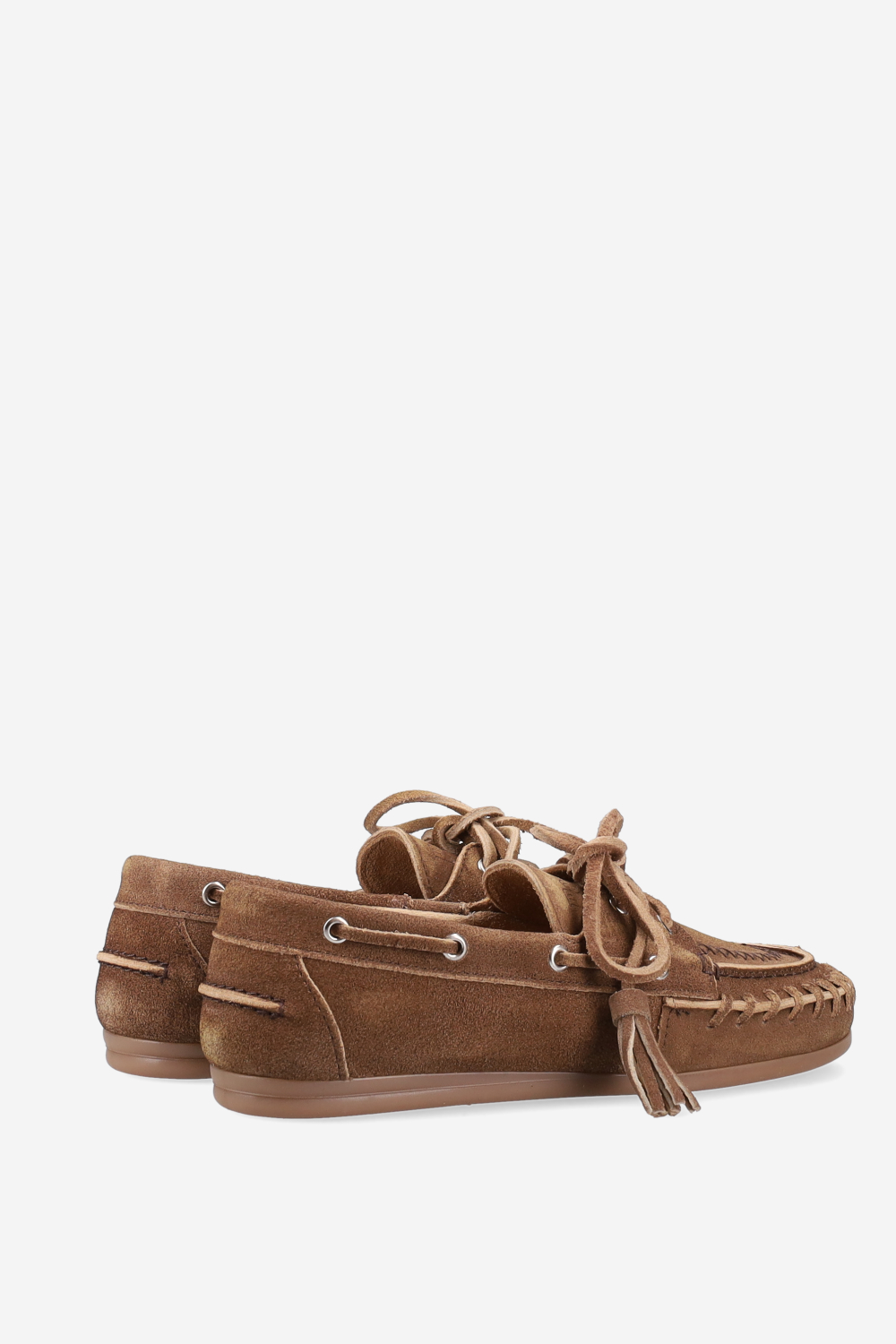 Boat fringe blushed suede loafers
