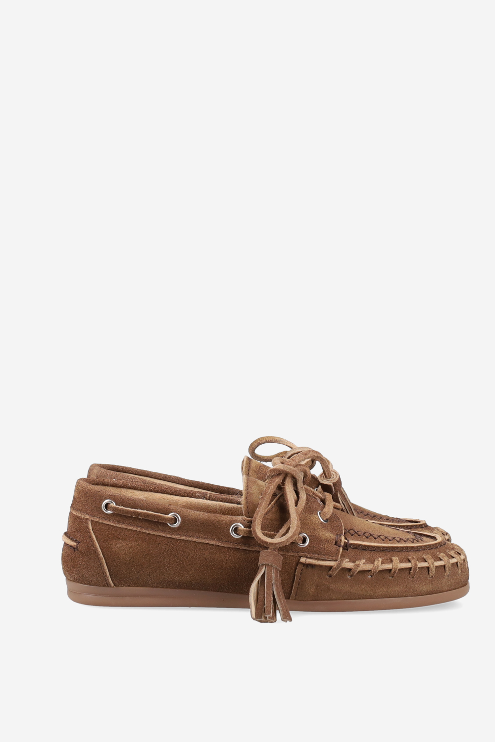 Boat fringe blushed suede loafers