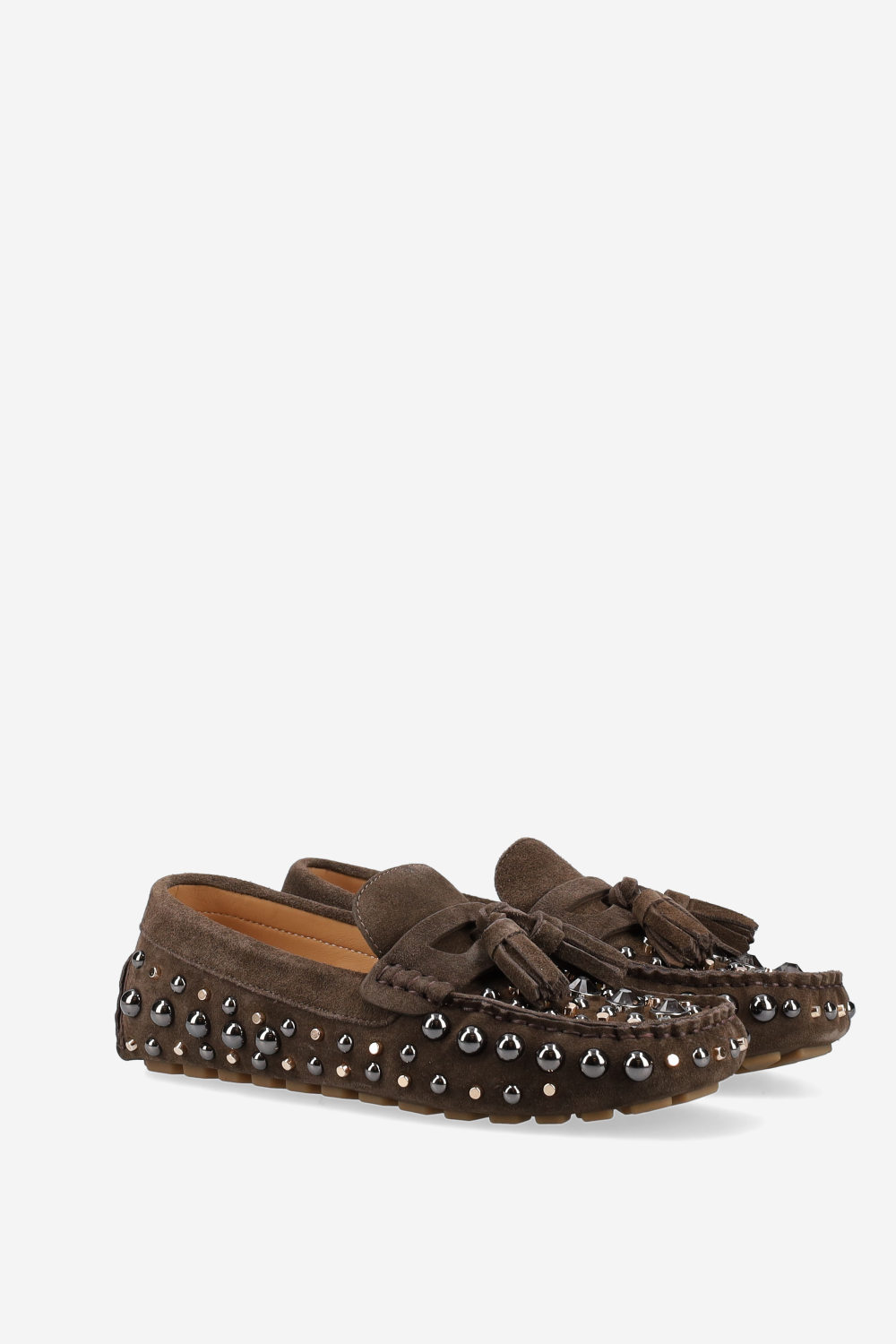 Studded suede loafers