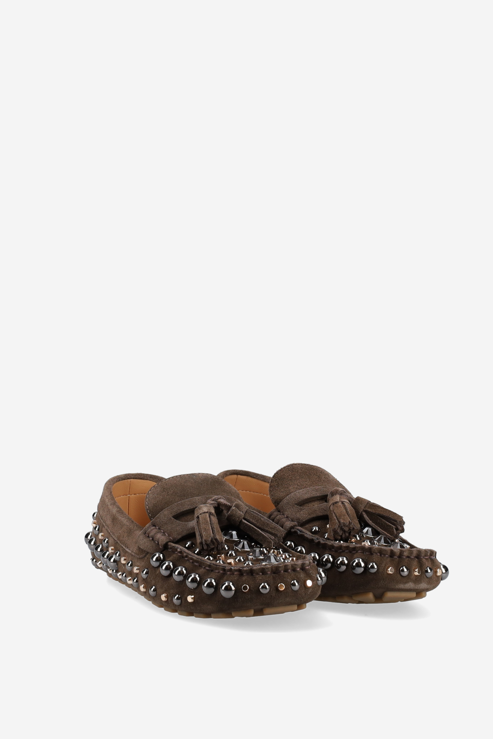 Studded suede loafers