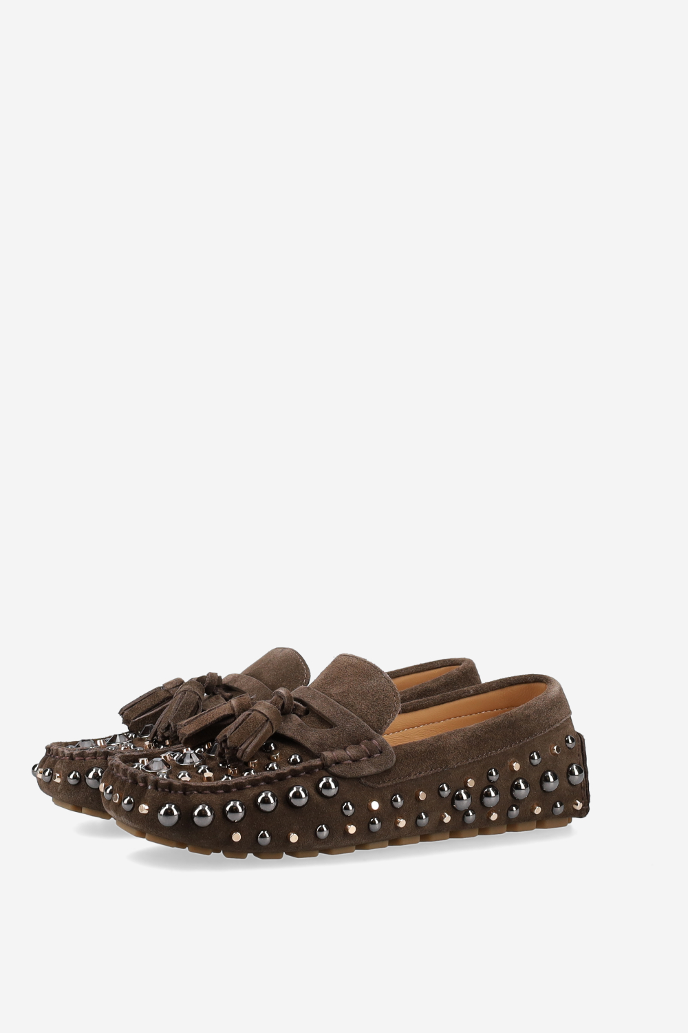Studded suede loafers