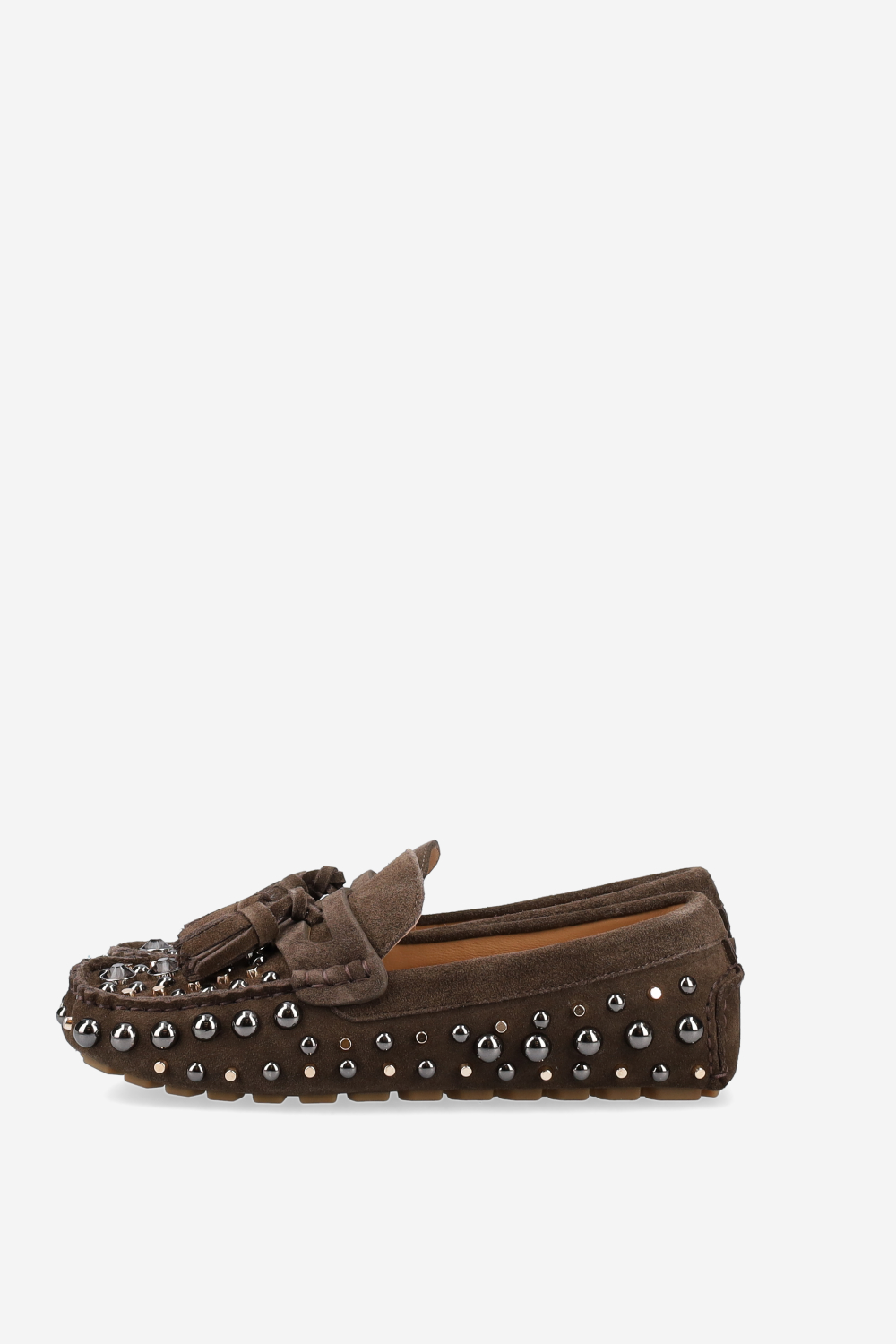 Studded suede loafers