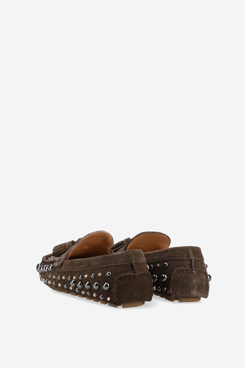 Studded suede loafers