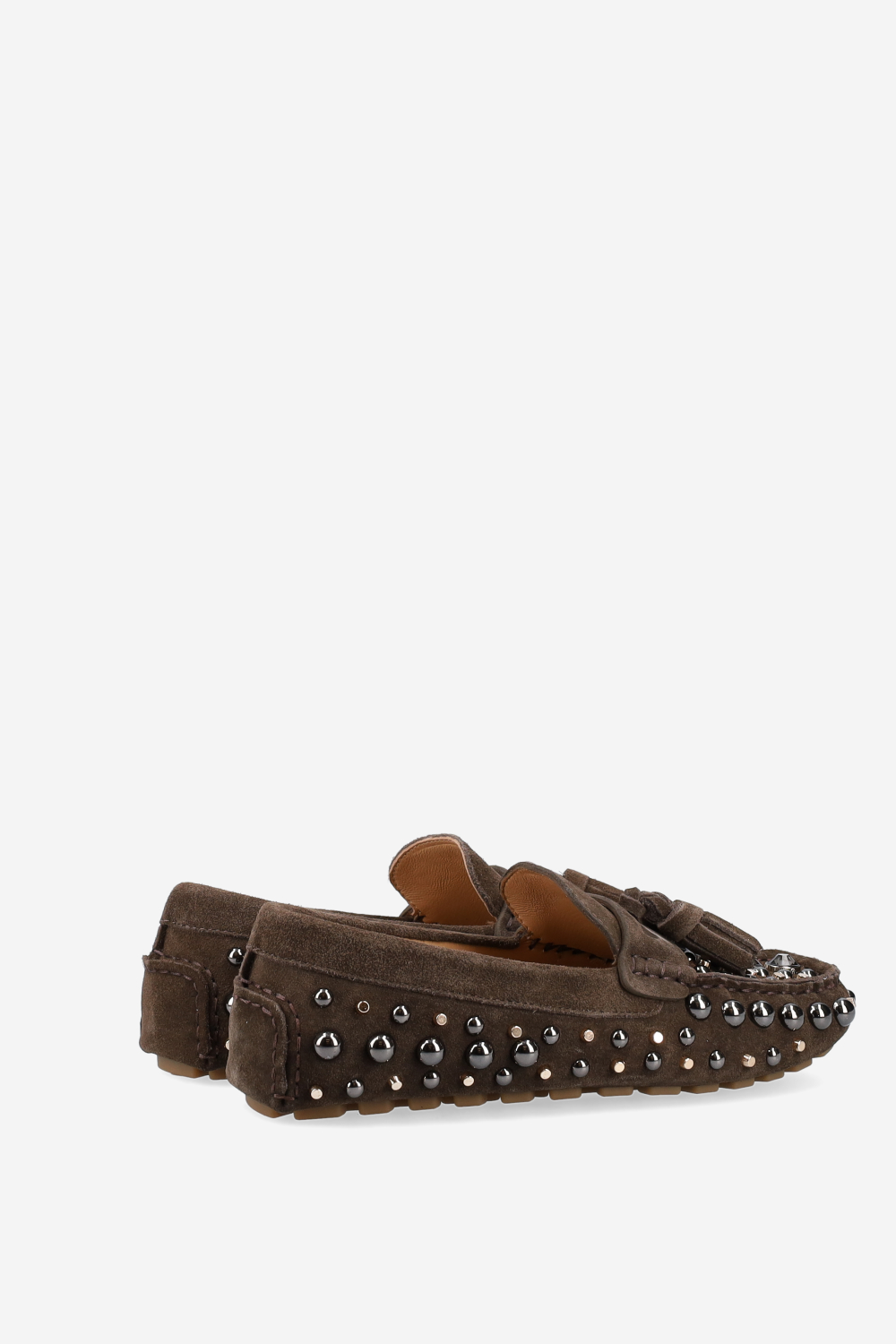 Studded suede loafers