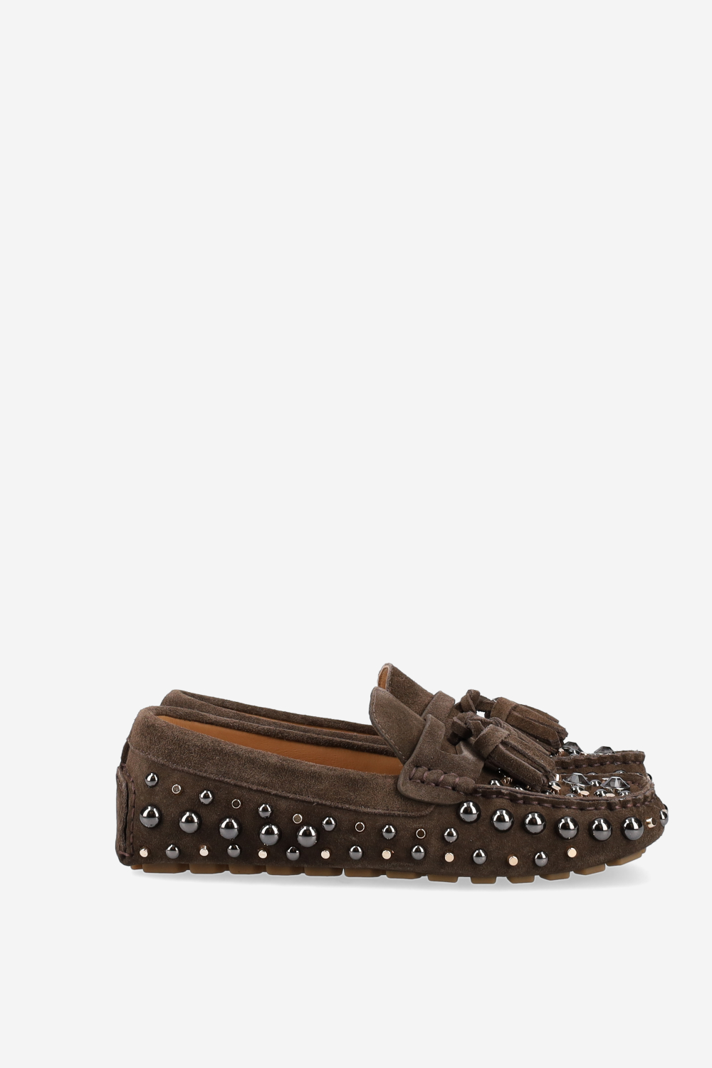 Studded suede loafers