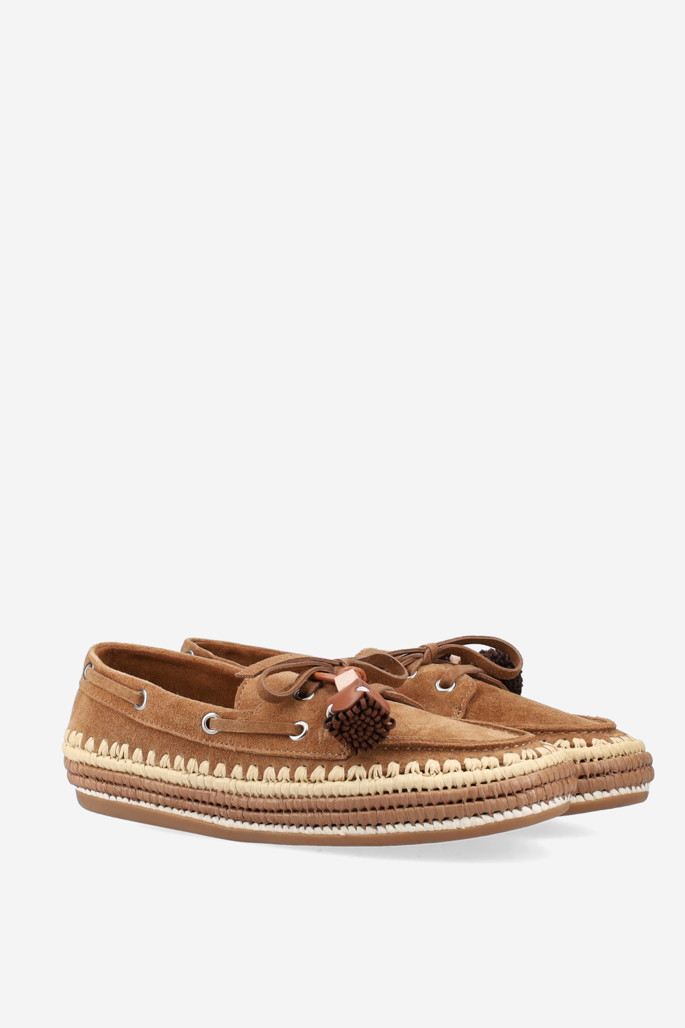Raffia trimmed suede espadrilles