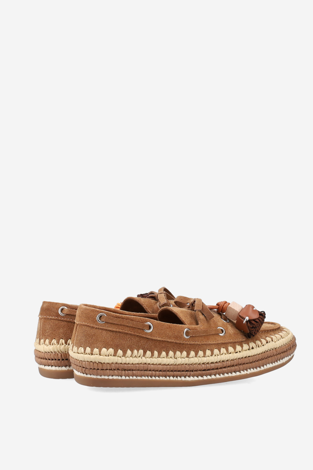 Raffia trimmed suede espadrilles