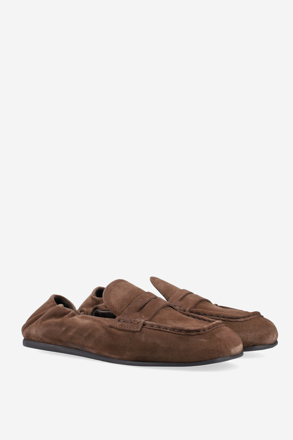 Penny square suede loafers