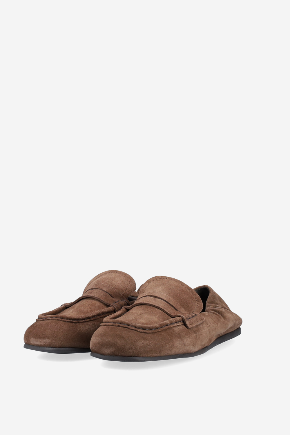 Penny square suede loafers