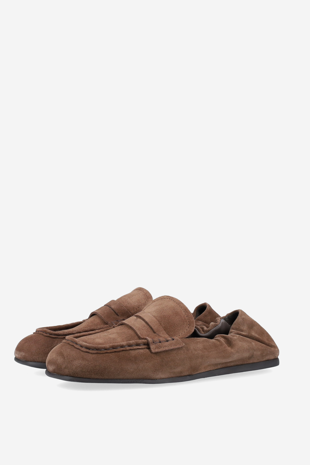 Penny square suede loafers