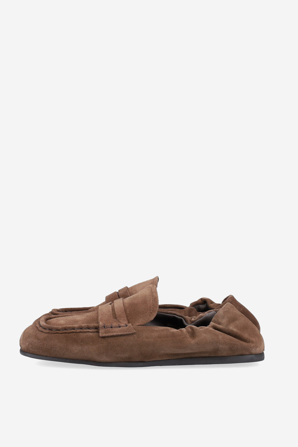 Penny square suede loafers