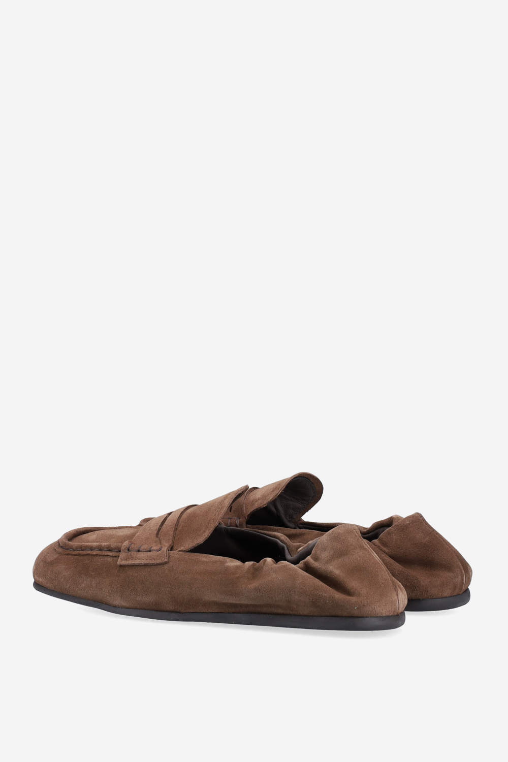 Penny square suede loafers