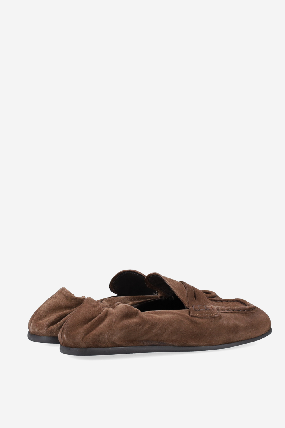 Penny square suede loafers
