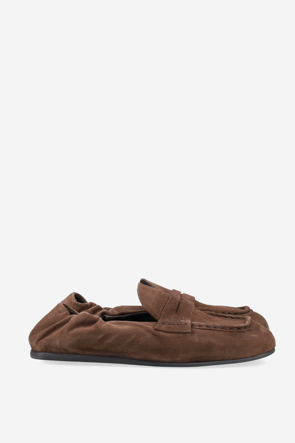 Penny square suede loafers