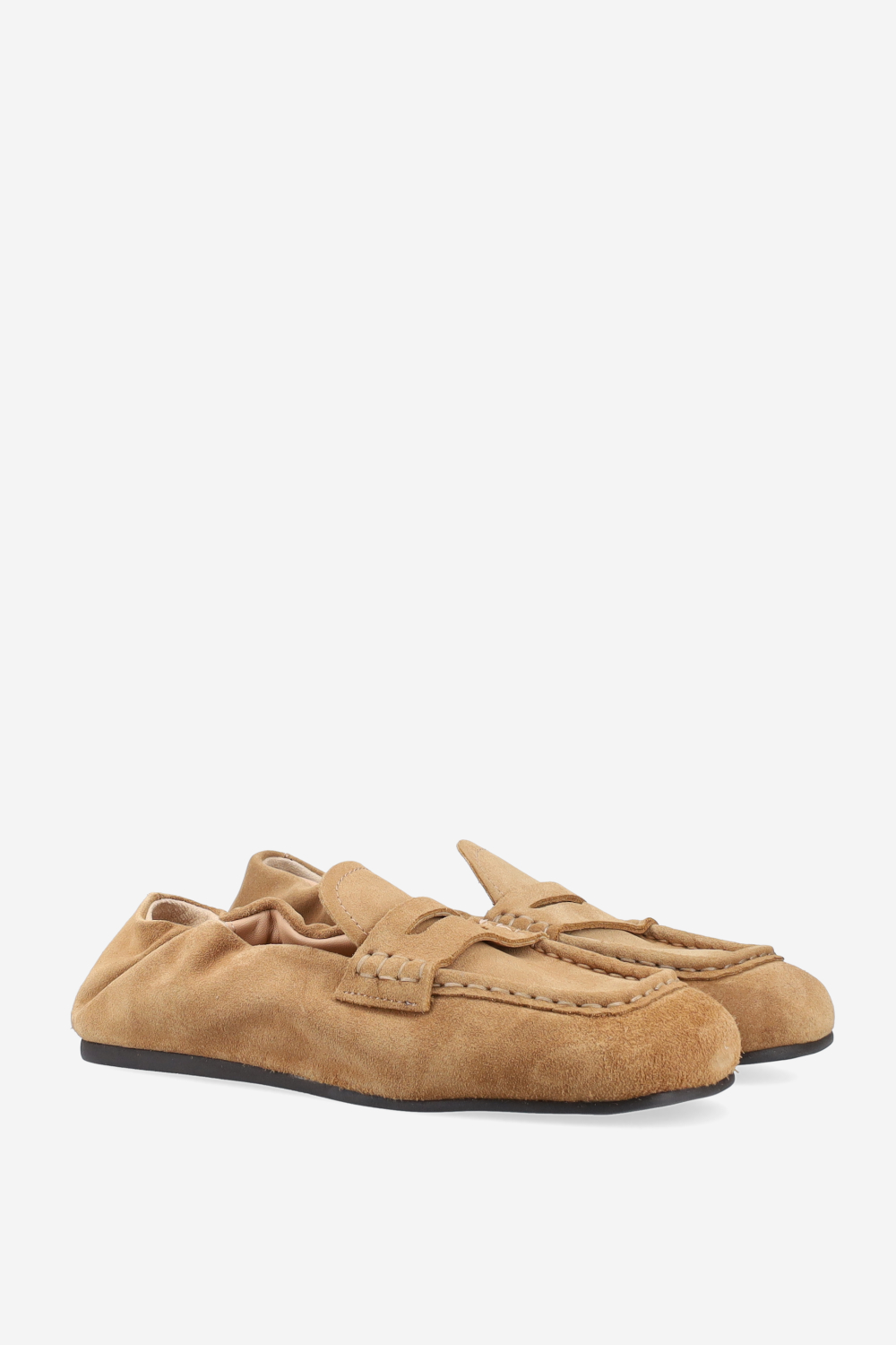 Penny square suede loafers