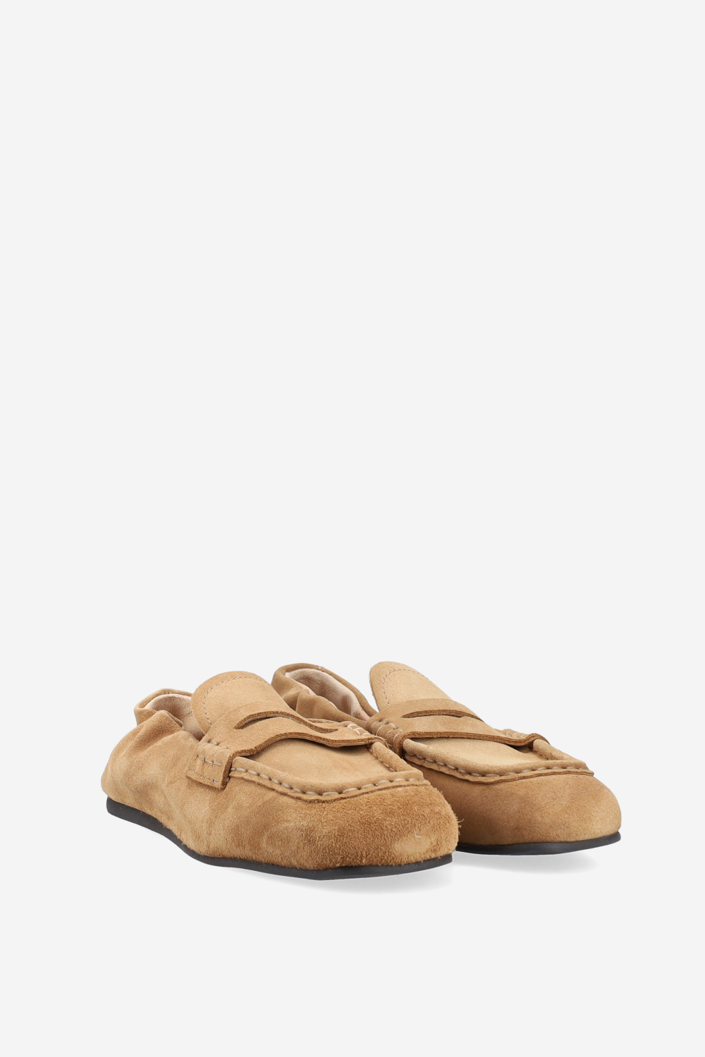 Penny square suede loafers
