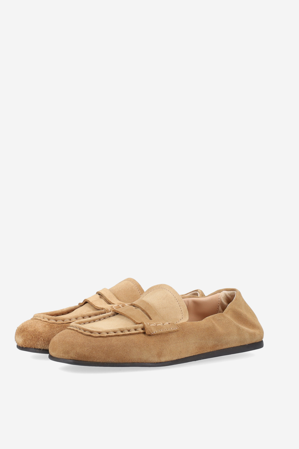Penny square suede loafers