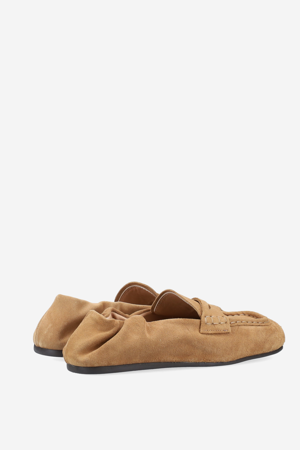Penny square suede loafers