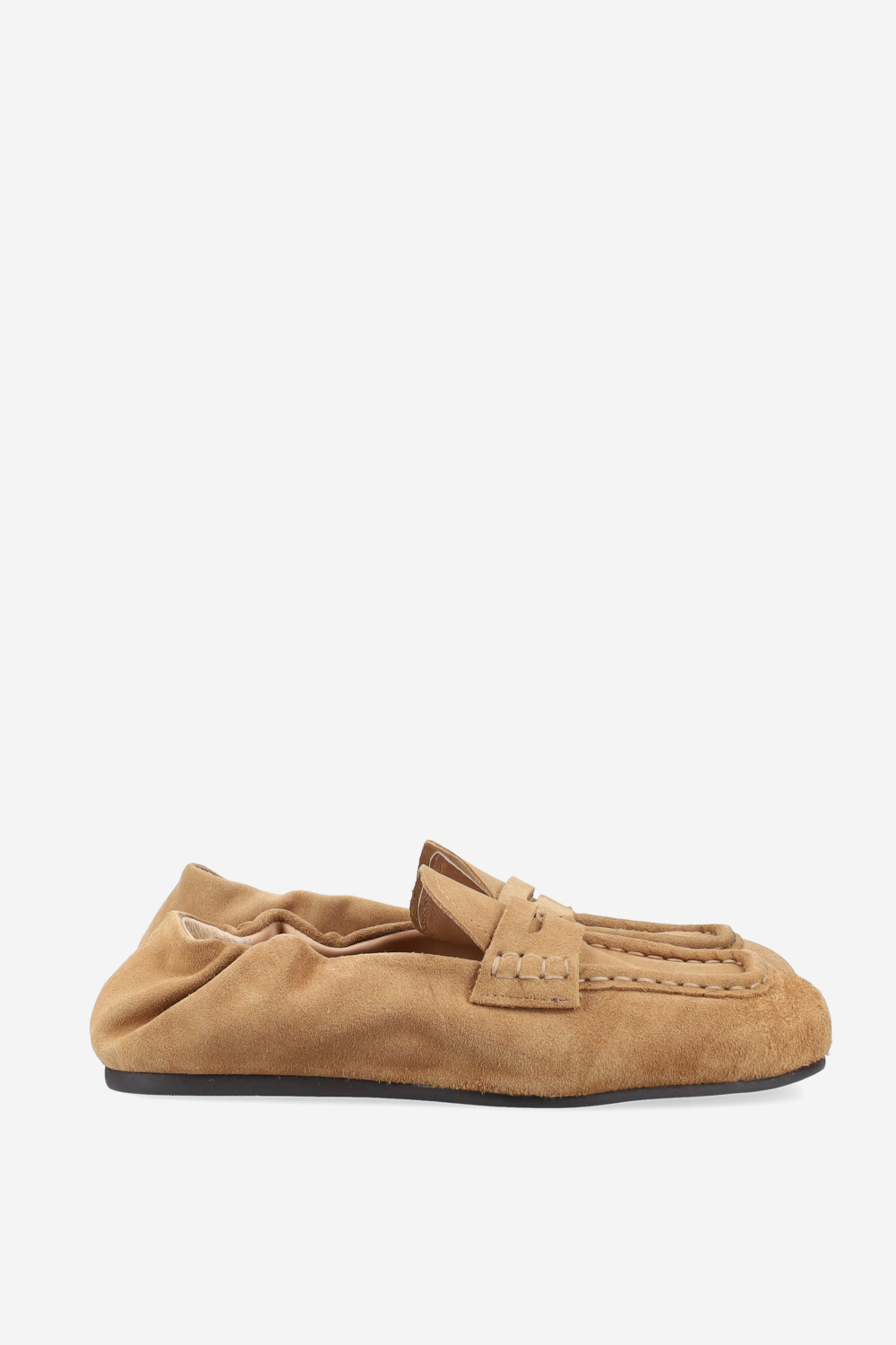 Penny square suede loafers