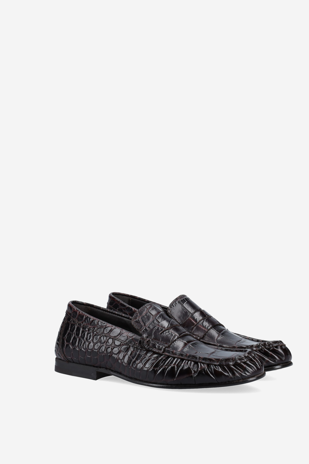 Penny croco wrinkle leather loafers