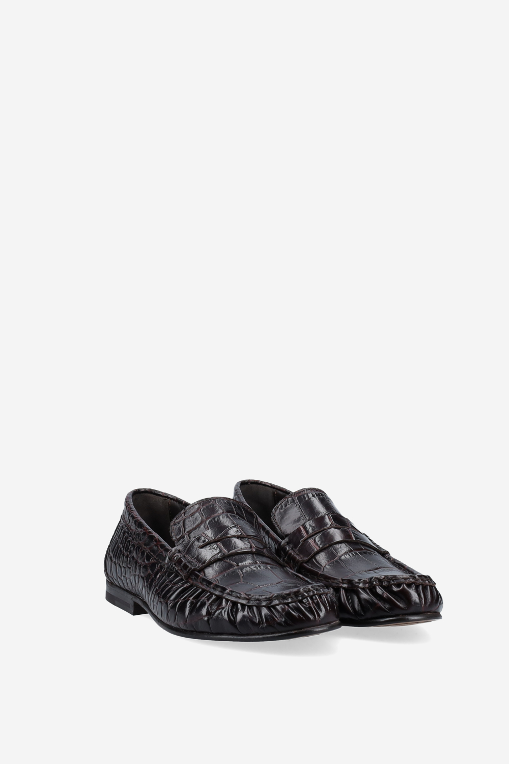 Penny croco wrinkle leather loafers