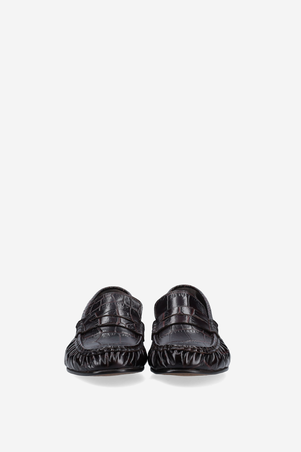 Penny croco wrinkle leather loafers