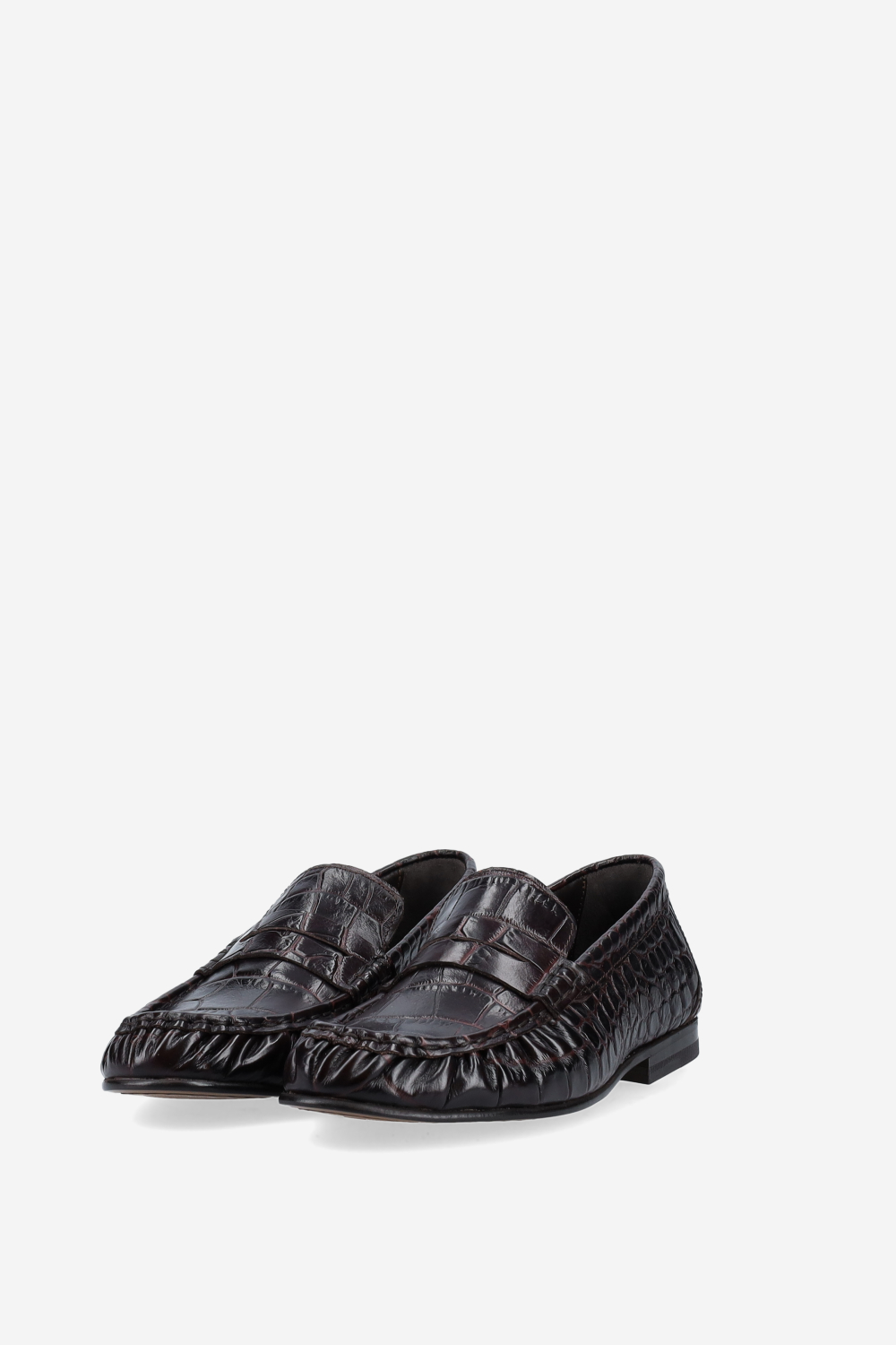 Penny croco wrinkle leather loafers