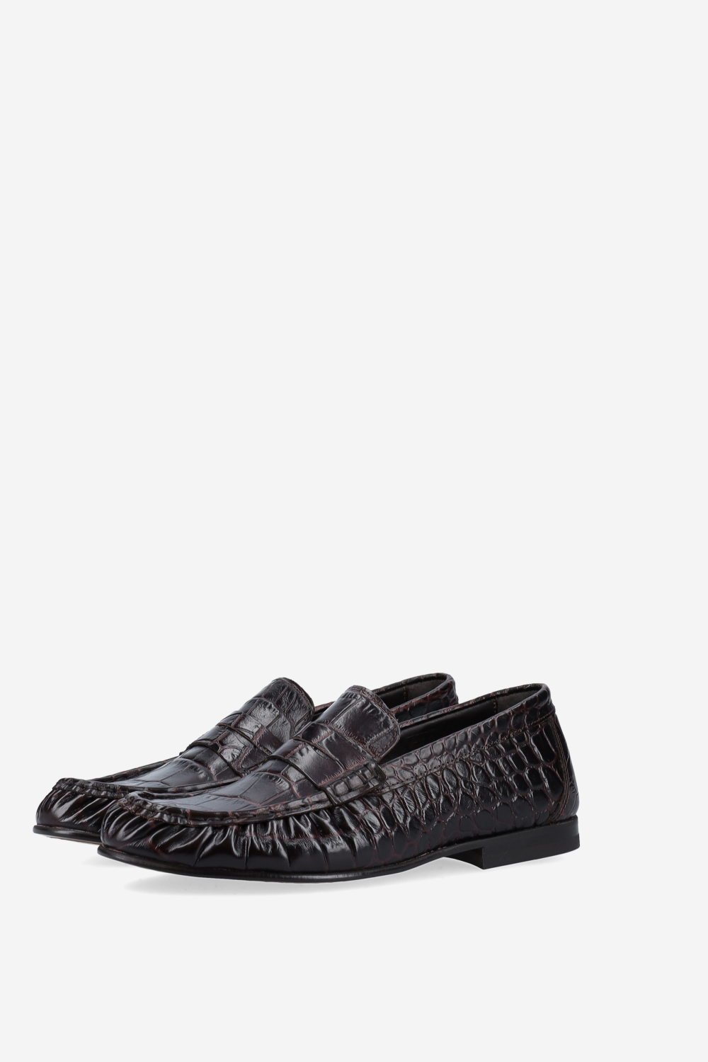 Penny croco wrinkle leather loafers