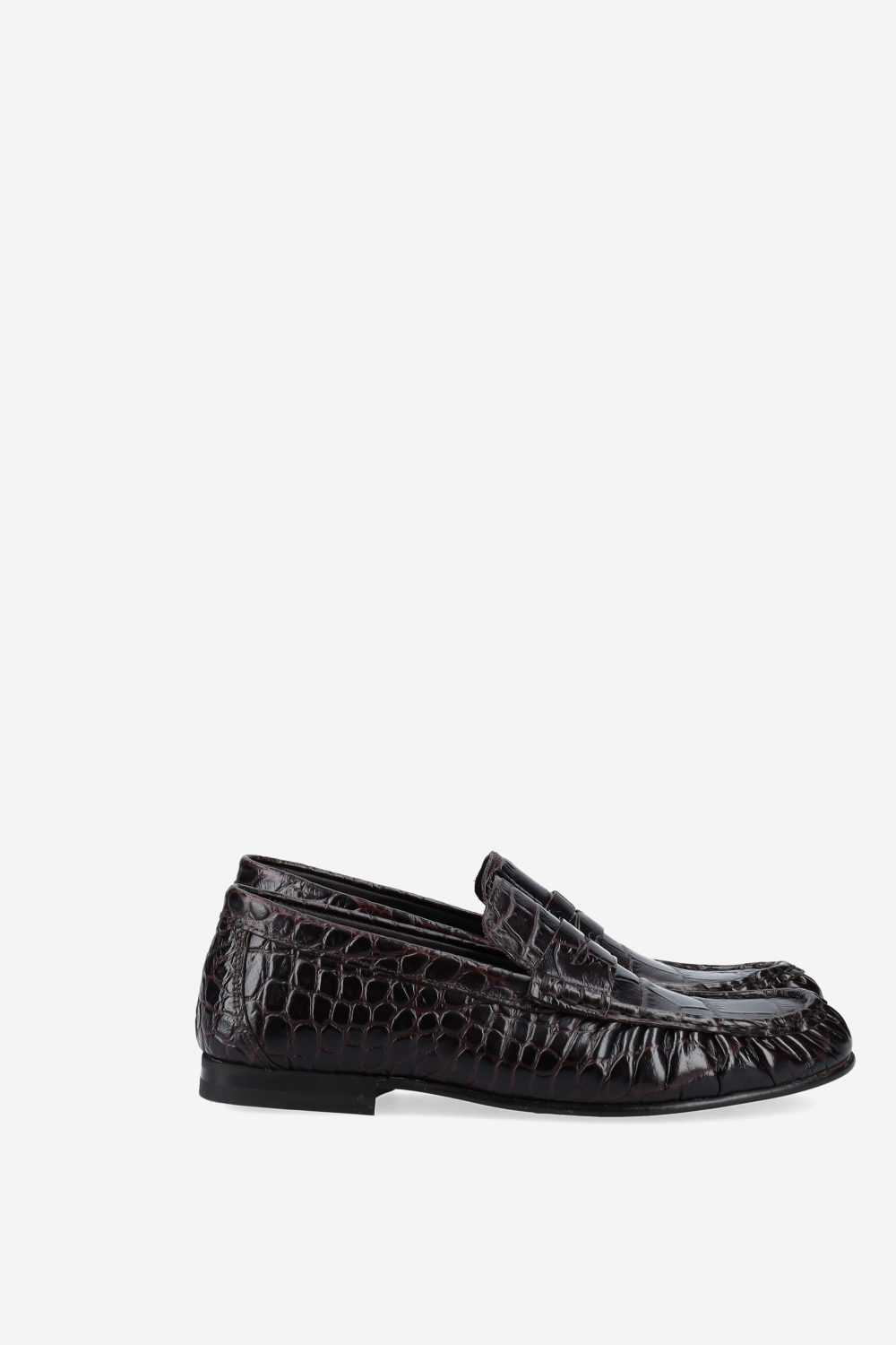 Penny croco wrinkle leather loafers