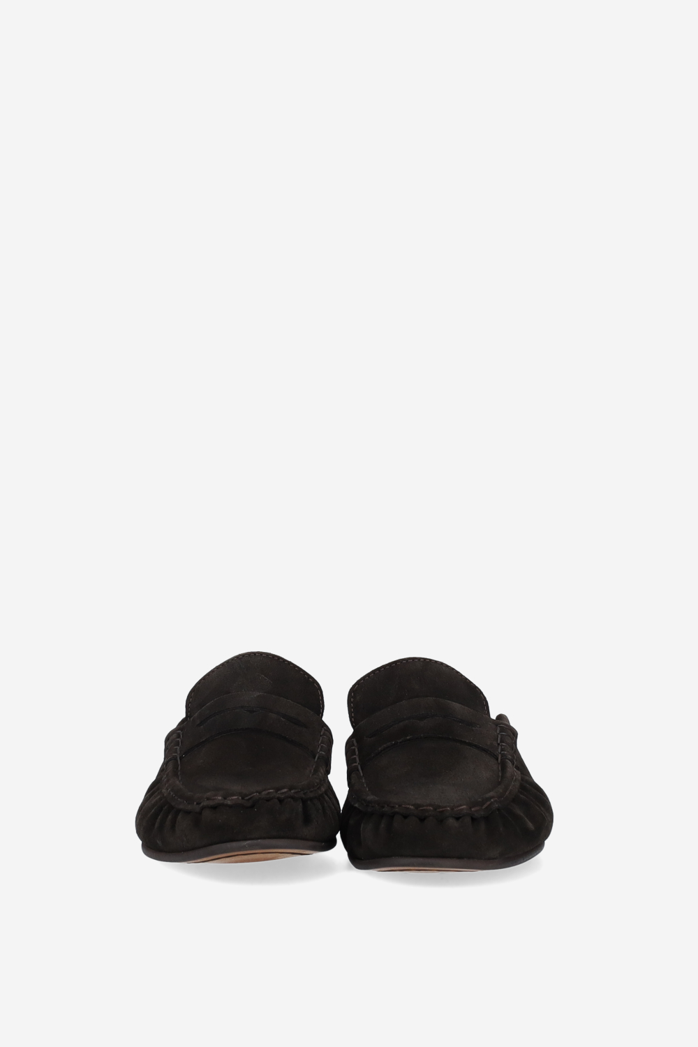 Penny wrinkle suede mule loafers