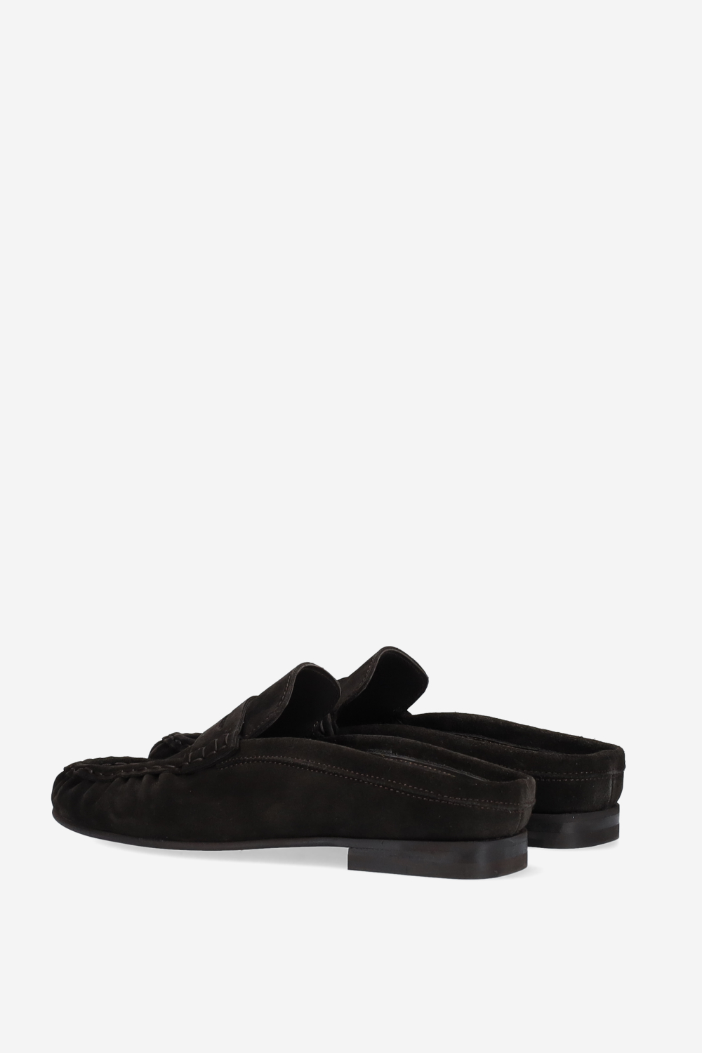 Penny wrinkle suede mule loafers