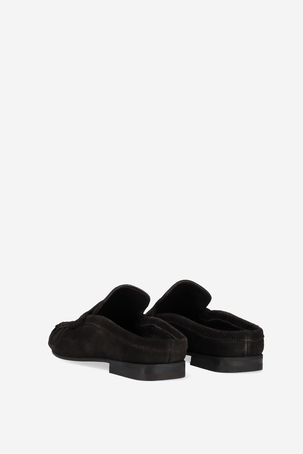 Penny wrinkle suede mule loafers