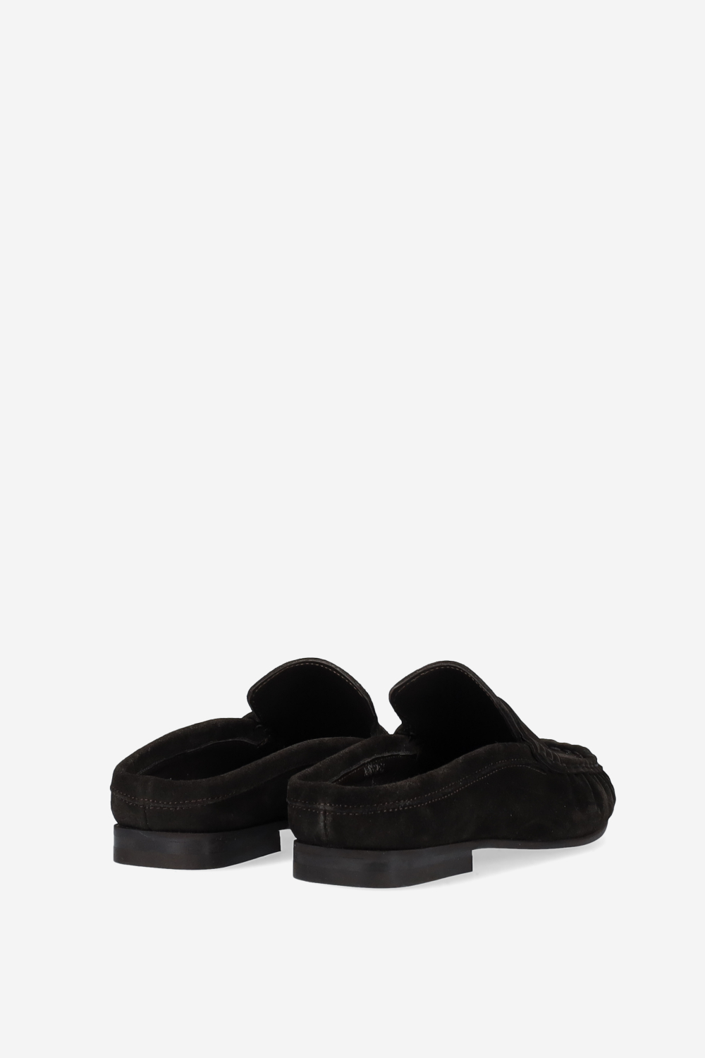 Penny wrinkle suede mule loafers