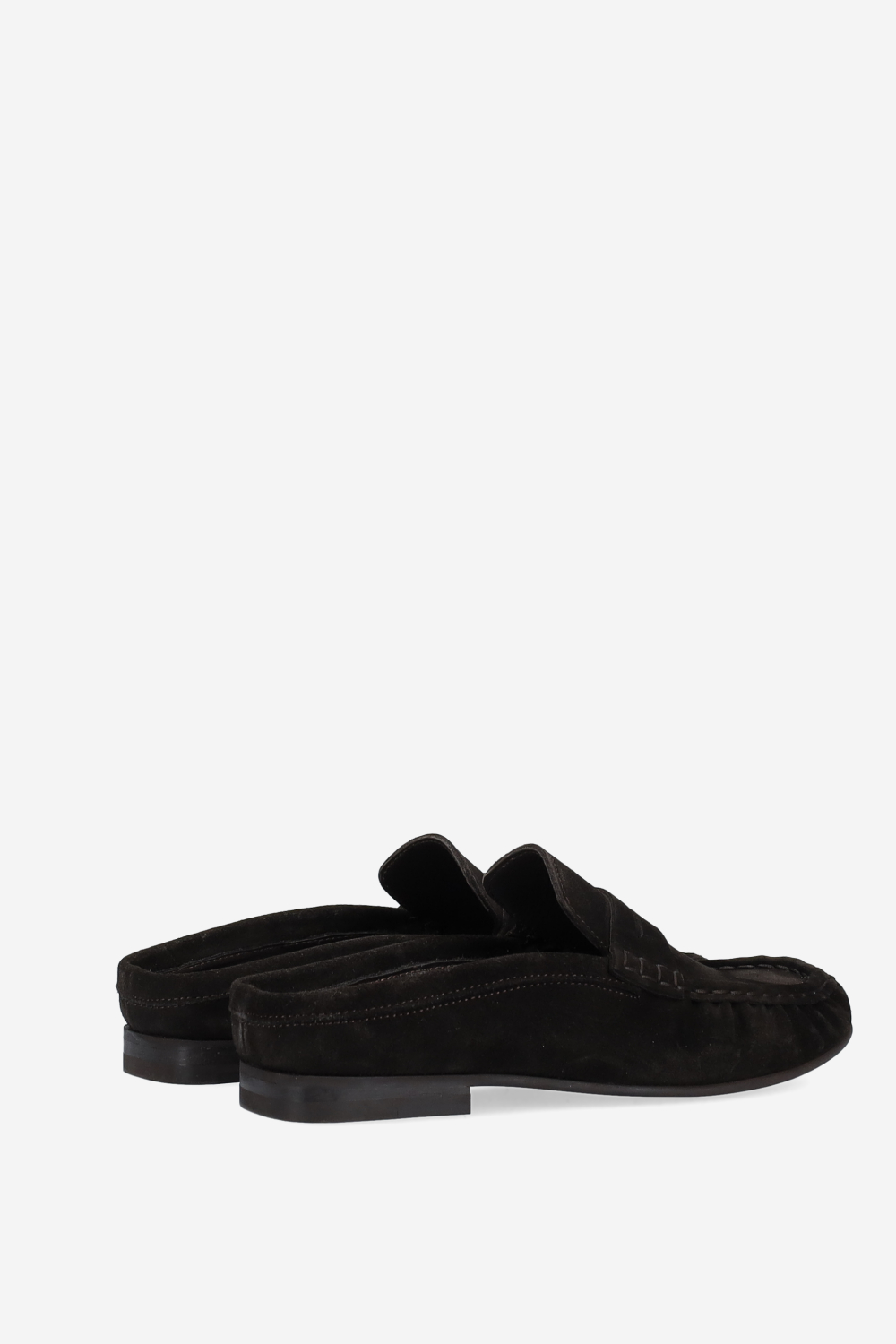 Penny wrinkle suede mule loafers