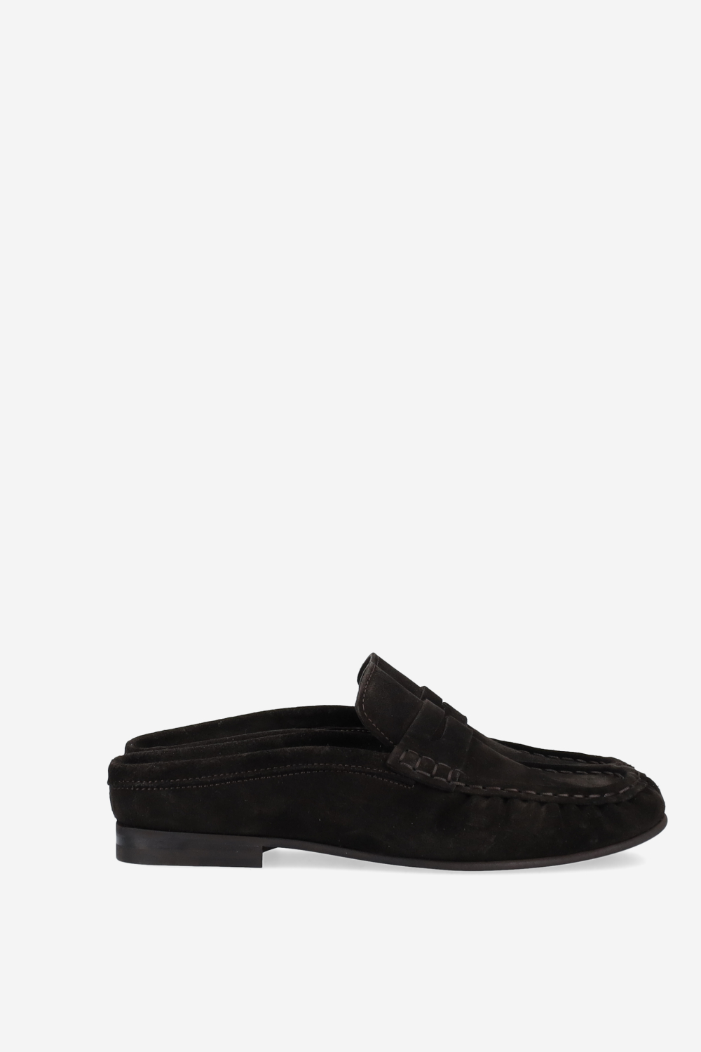 Penny wrinkle suede mule loafers