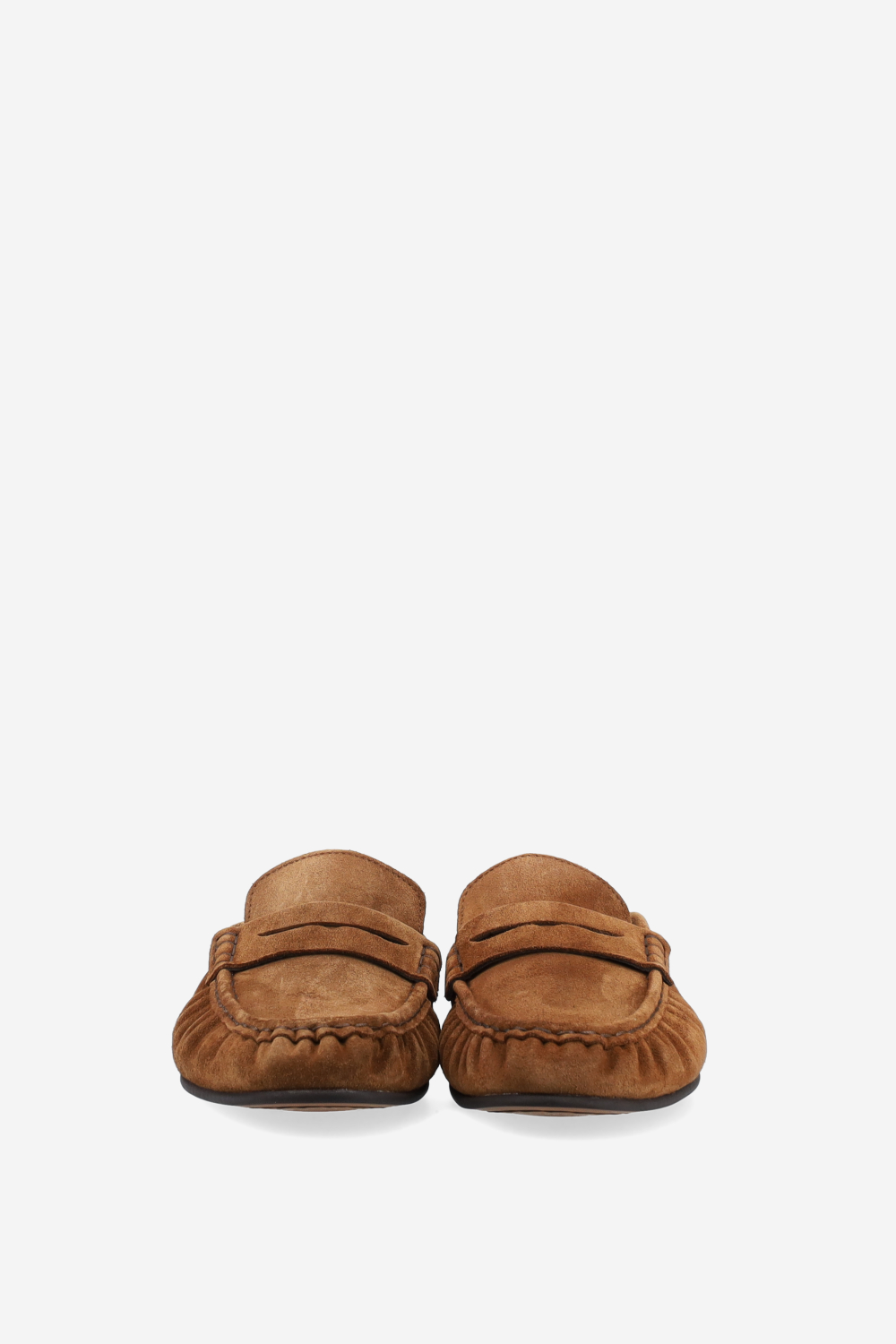 Penny wrinkle suede mule loafers