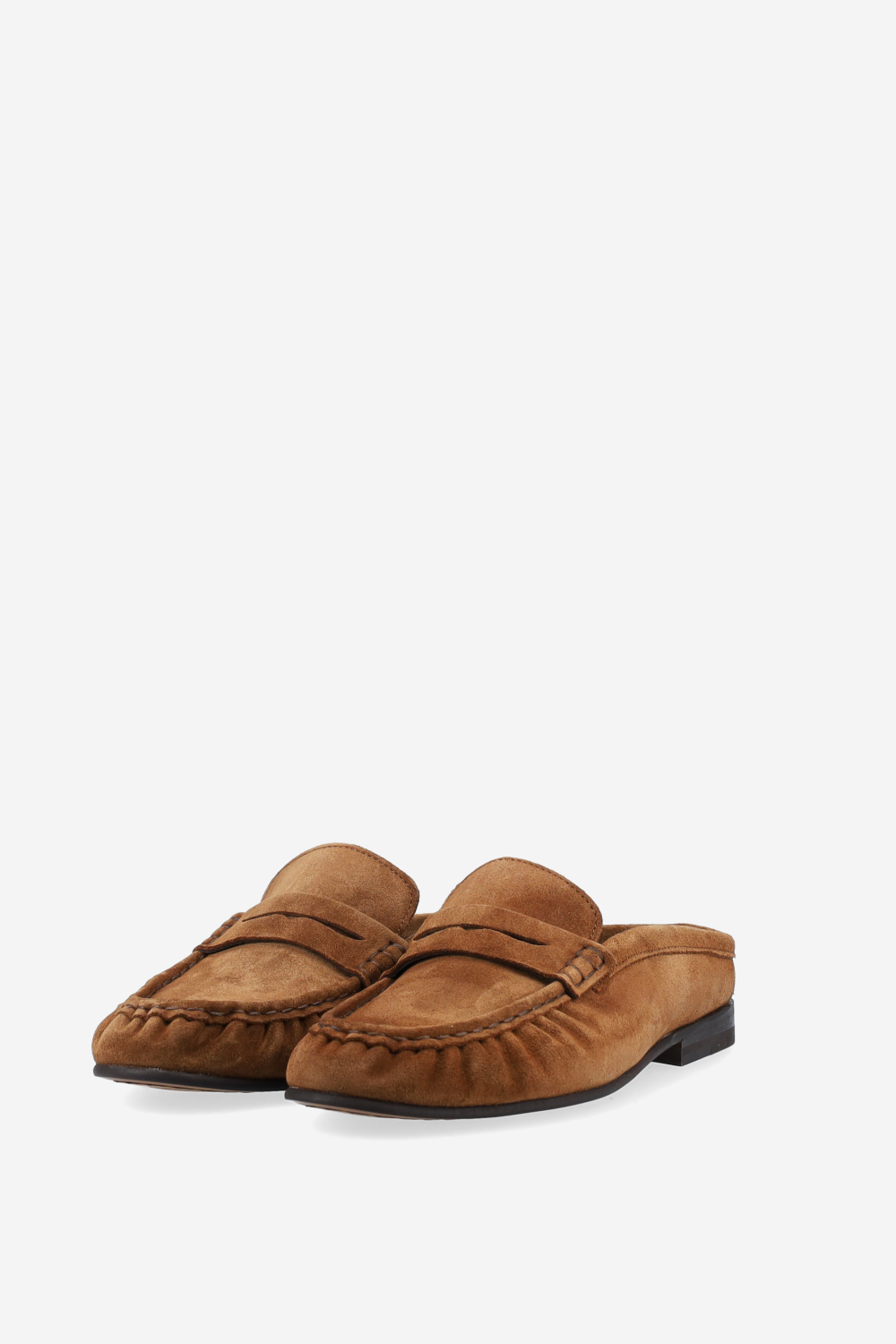 Penny wrinkle suede mule loafers