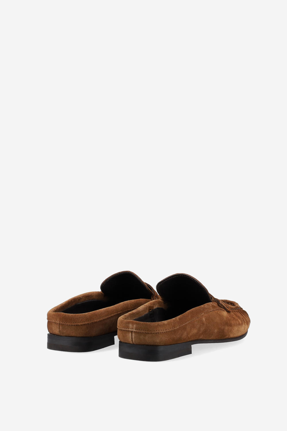 Penny wrinkle suede mule loafers