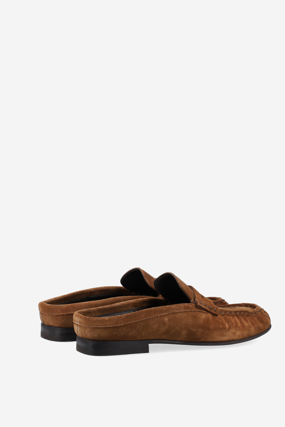 Penny wrinkle suede mule loafers